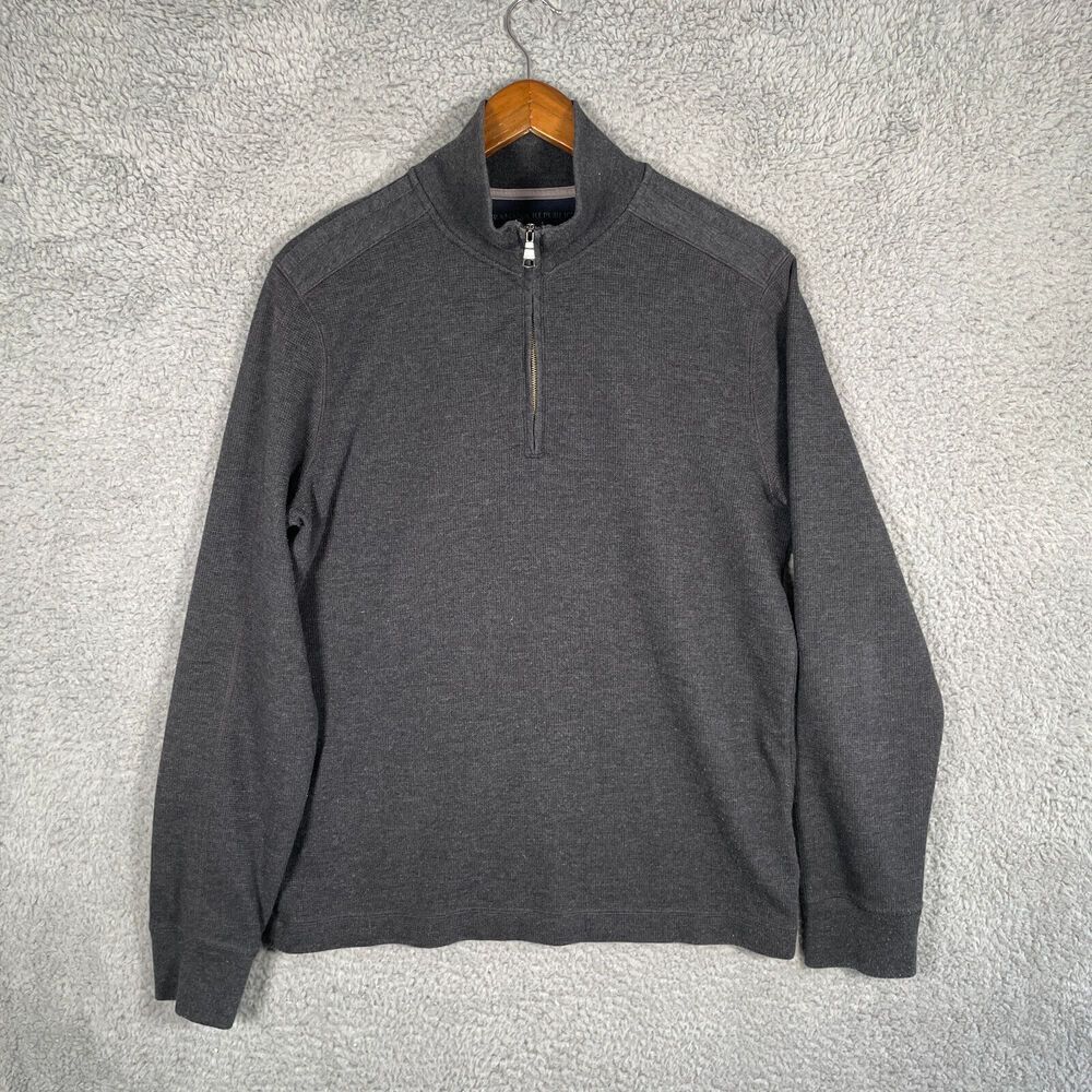 Banana Republic Mens Long Sleeve Waffle Pullover Sweater Size L Zip V Neck